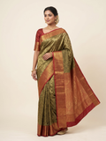 Golden Red Semi Silk Saree