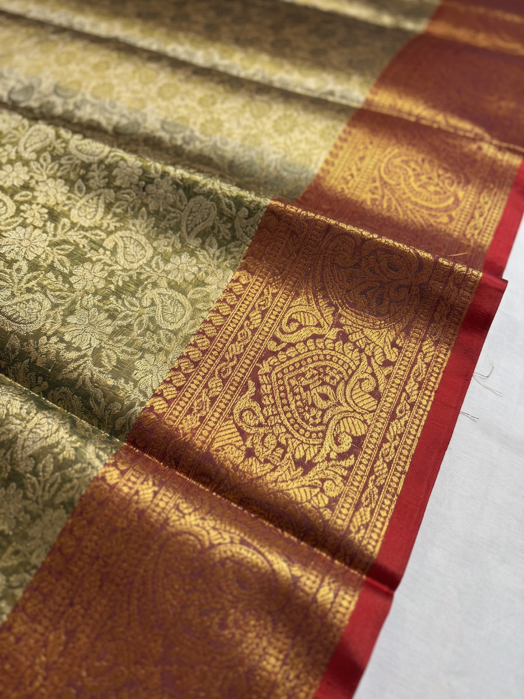 Golden Red Semi Silk Saree