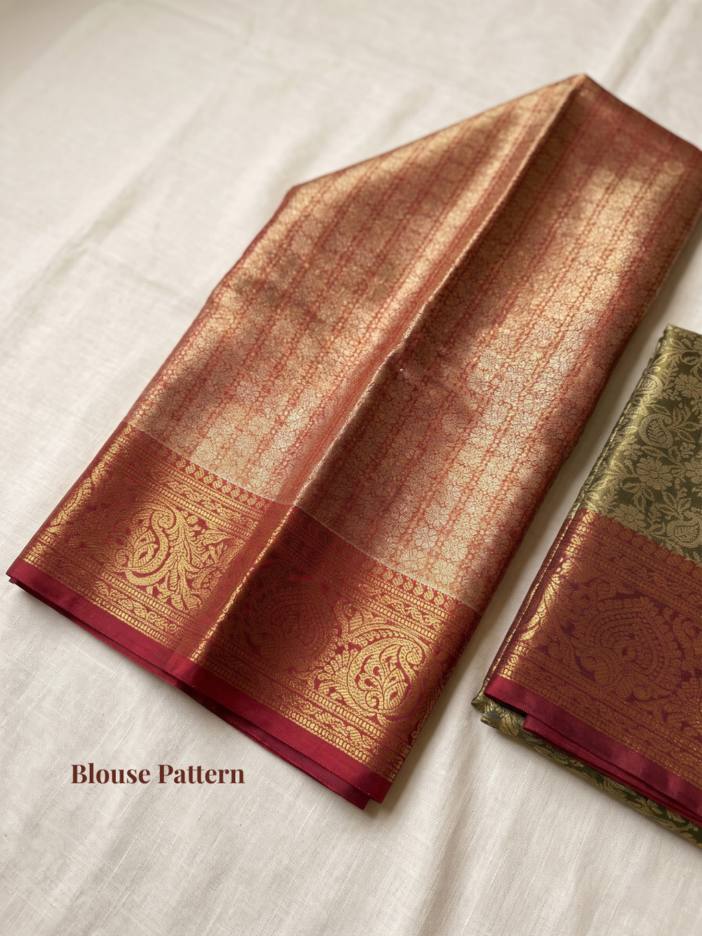 Golden Red Semi Silk Saree