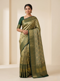 Golden Green Semi Silk Saree