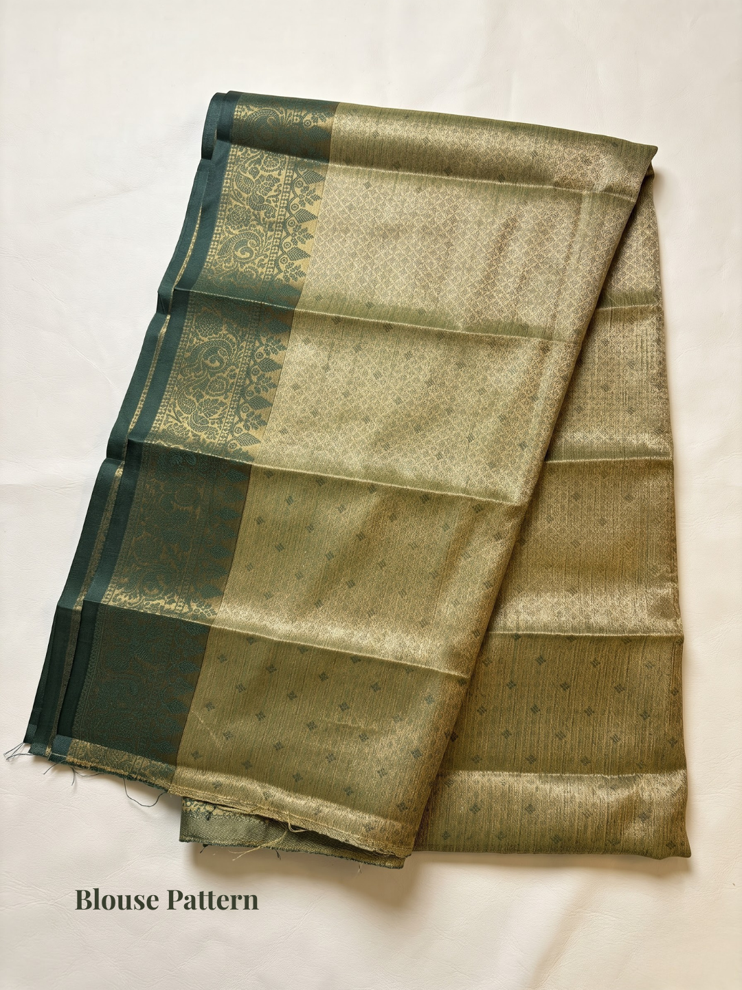 Golden Green Semi Silk Saree