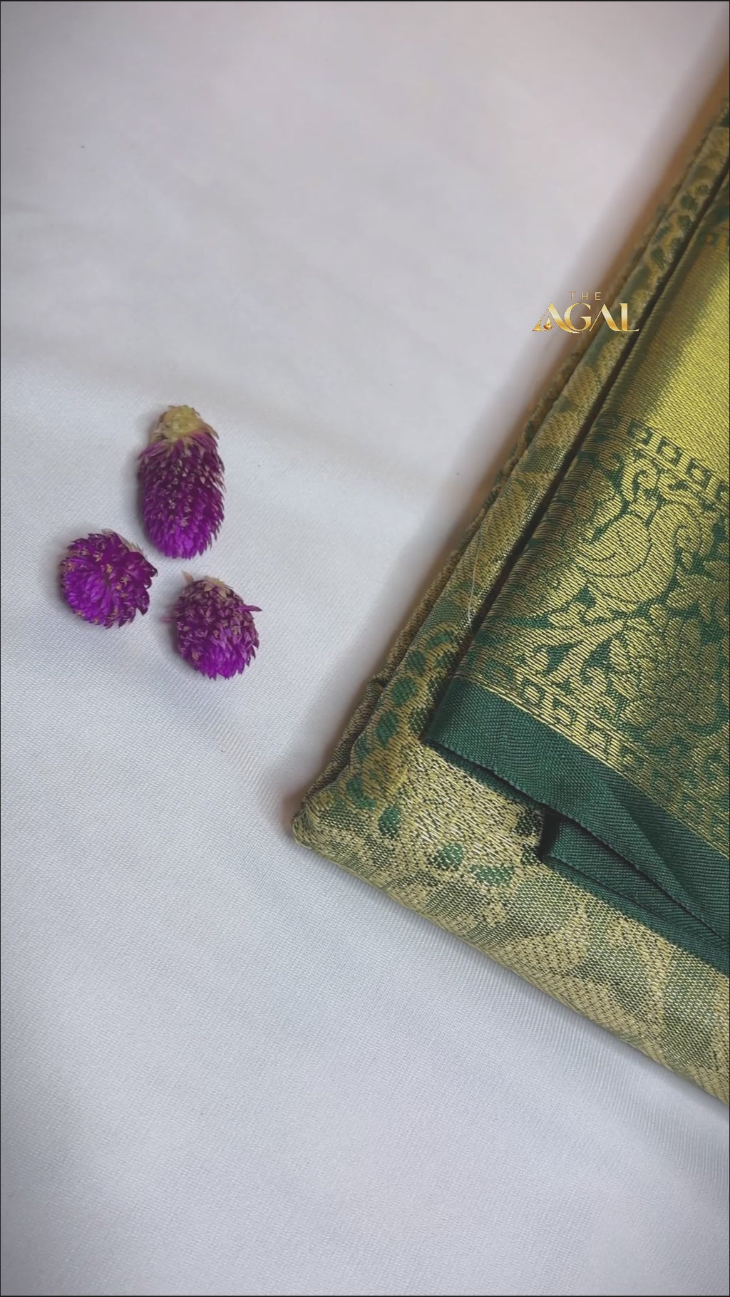 Golden Green Semi Silk Saree